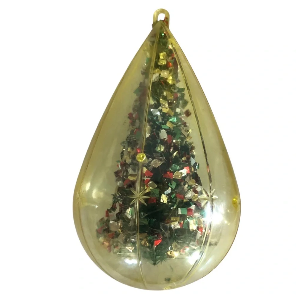VINTAGE 50s 60s Jewel Brite Lot of 4 Yellow / Gold Christmas Ornaments Holiday